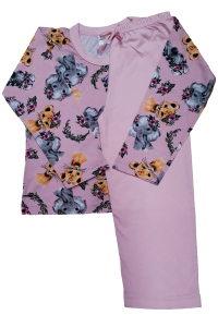 0350 Pijama Rosa com Elefante e Calça Rosa 4